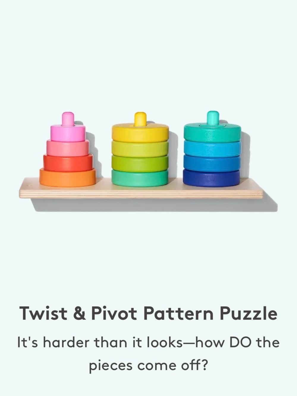 The Researcher Playkit-Stack & Match Colorful Twist Puzzle - Pink, Yellow & Teal